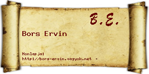 Bors Ervin névjegykártya